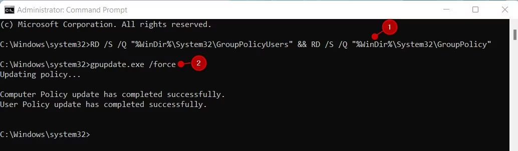 loi-please-wait-for-the-gpsvc-3 Reset group policy bằng Command Prompt