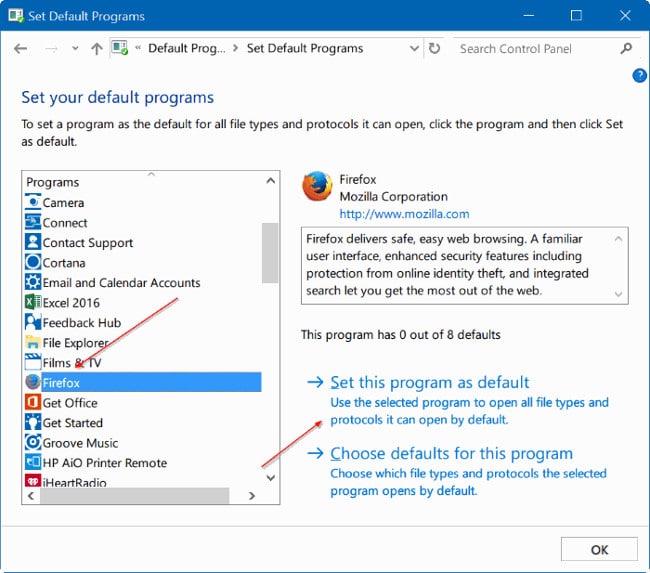 Chọn tùy chọn Set this program as default để thiết lập ứng dụng, chương trình đó làm ứng dụng mặc định