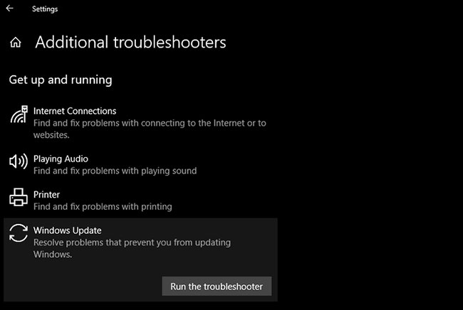 loi-windows-update-0x80240fff-2 Chạy Windows Update Troubleshooter