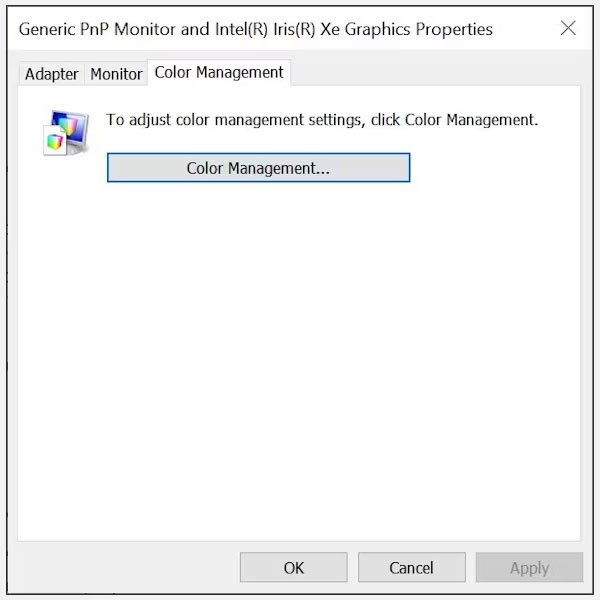 man-hinh-laptop-windows-bi-vang-5 Tùy chọn Color Management trong thuộc tính Display