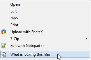 Nhấp chọn “What is locking this file?”