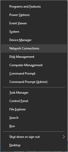 chọn Network Connections