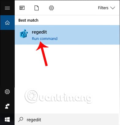 Gõ từ khóa regedit