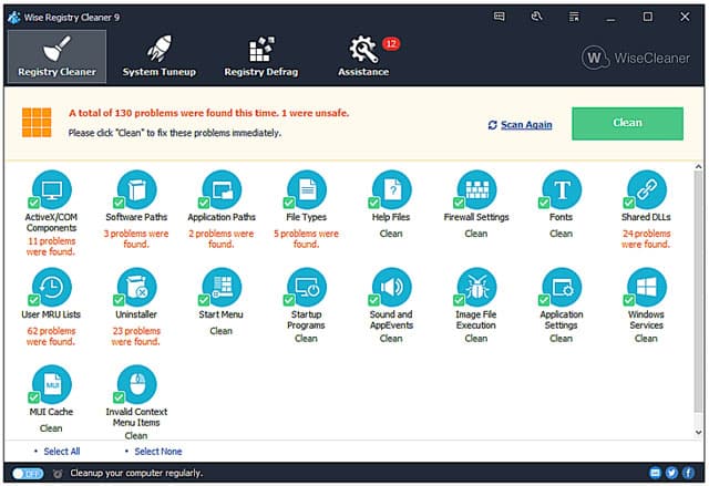 Phần mềm Wise Registry Cleaner