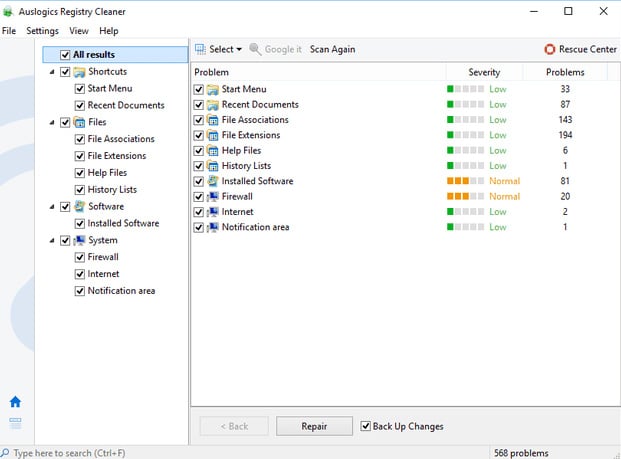 Phần mềm Auslogics Registry Cleaner