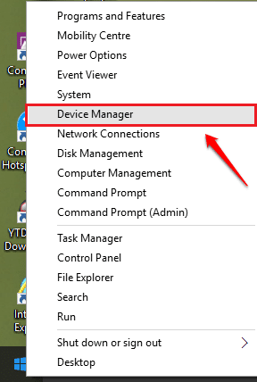 chọn tùy chọn có tên Device Manager