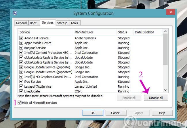 Click Disable all