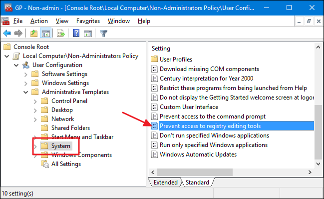 tìm và kích đúp chuột vào mục có tên Prevent access to registry editing tools