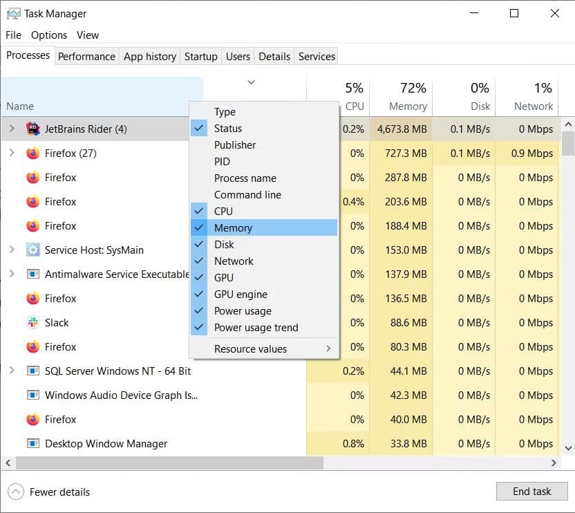 qua-nhieu-tien-trinh-nen-chay-tren-pc-windows-1 Kill thủ công các tiến trình trên Task Mananger