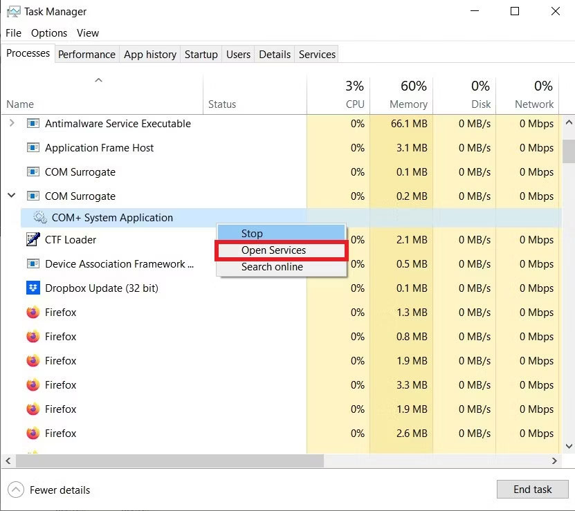 qua-nhieu-tien-trinh-nen-chay-tren-pc-windows-4 Mở hộp thoại Services trên Task Manager