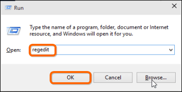 nhập regedit vào cửa sổ lệnh Run