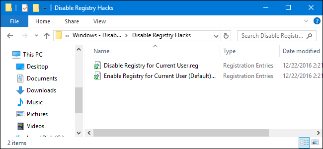 Sử dụng Registry chỉnh sửa sẵn