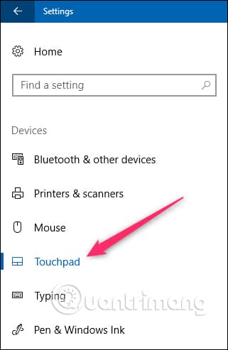 Chọn Touchpad