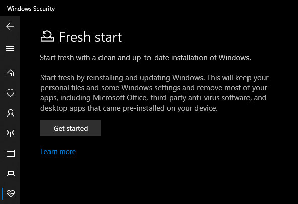 reset-window Khôi phục cài đặt gốc cho Windows 10 bằng tùy chọn "Fresh Start"