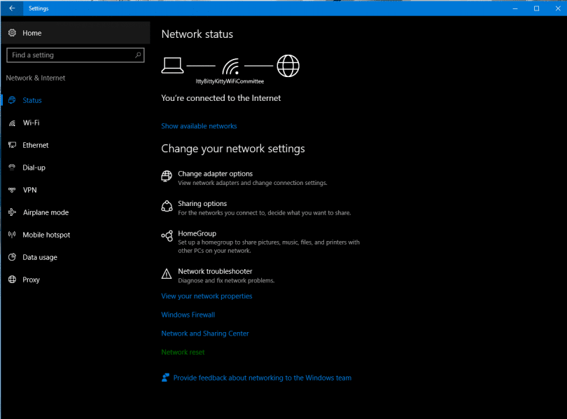 cuộn xuống tìm và chọn tùy chọn Network Reset