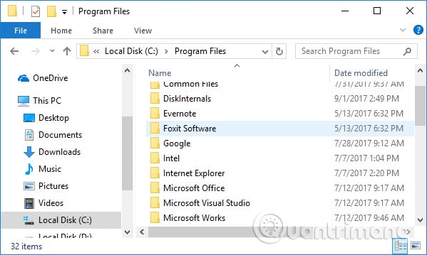 Không sao lưu file tại Program Files