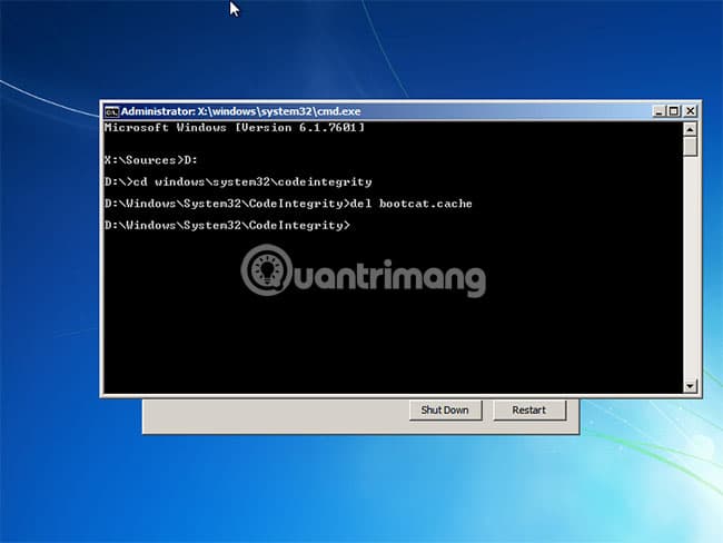 File bootcat.cache bị xóa