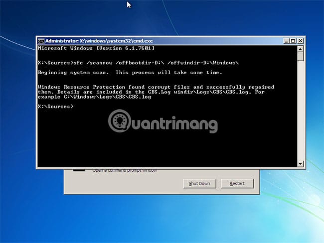 Sửa các file hệ thống bị hỏng bằng lệnh SFC