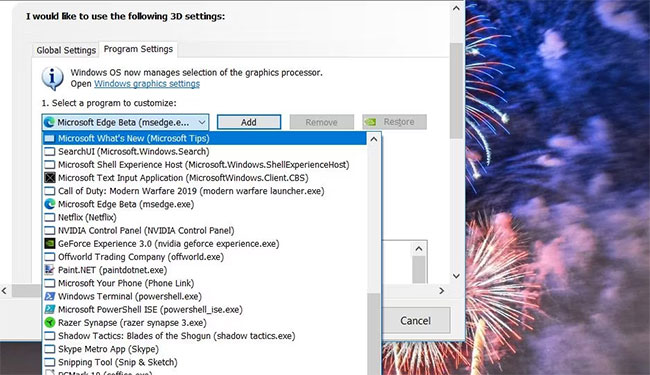 sua-loi-0x887a0006-dxgi-error-device-hung-6 Menu drop-down Select a program