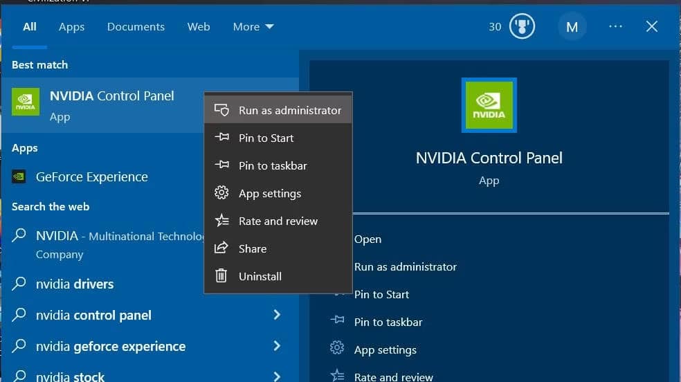 sua-loi-access-denied-nvidia-control-panel-1 Tùy chọn Run as administrator