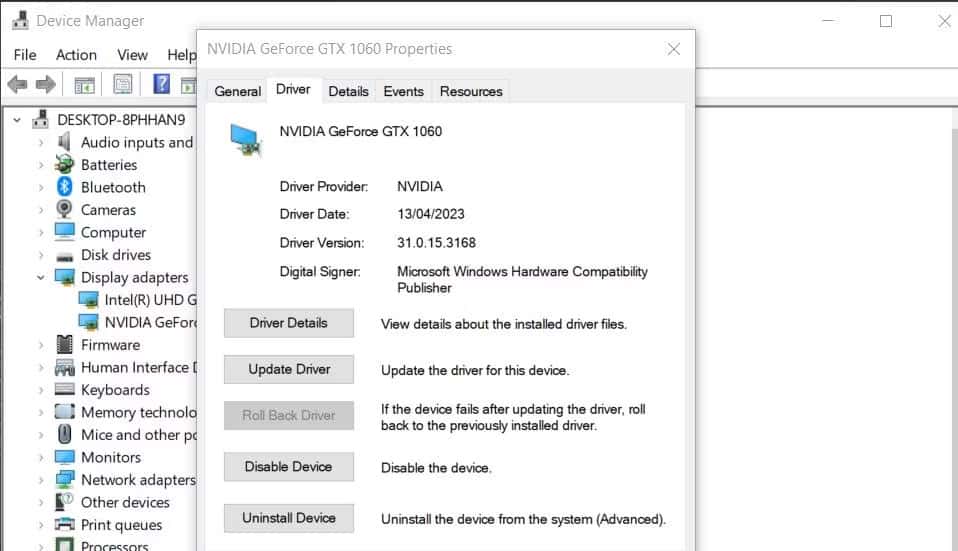 sua-loi-access-denied-nvidia-control-panel-6 Nút Roll Back Driver