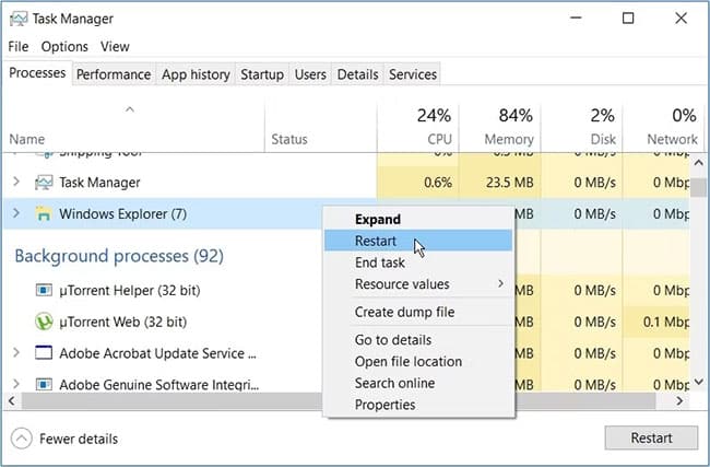sua-loi-chkdsk-cannot-continue-in-read-only-mode-1 Khởi động lại File Explorer