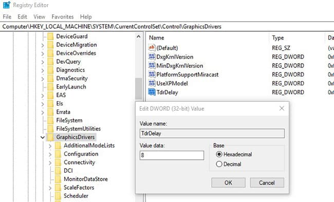 sua-loi-display-driver-stopped-responding-1 Tạo giá trị registry TdrDelay