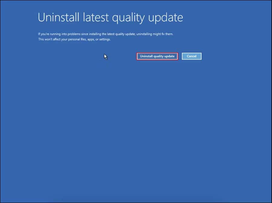 sua-loi-getting-windows-ready-2-1 Nhấp vào nút Uninstall quality update