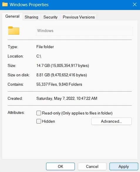 sua-loi-nsis-make-sure-your-temp-folder-is-valid-14 Chế độ xem Windows Properties với tùy chọn Read-only bị tắt