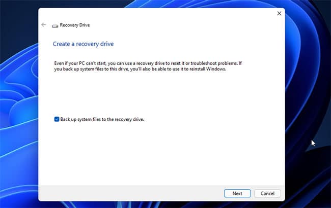 sua-loi-problem-occurred-while-creating-the-recovery-drive-4 Quay lại cửa sổ Create a recovery drive