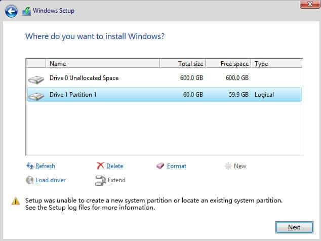 sua-loi-setup-was-unable-to-create-a-new-system-partition-or-locate-an-existing-system-partition-1 Khắc phục lỗi “Setup was unable to create a new system partition or locate an existing system partition” khi cài đặt Windows