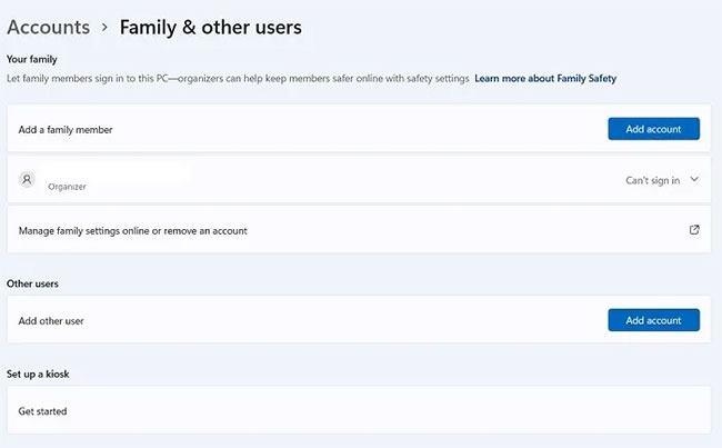 sua-loi-someone-else-is-still-using-this-pc-tren-windows-2 Xóa những tài khoản không được liệt kê là “Organizer”