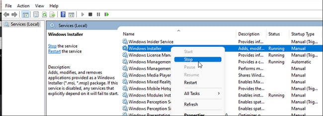 sua-loi-the-installer-has-encountered-an-unexpected-error-2203-2 Kết thúc service Windows Installer