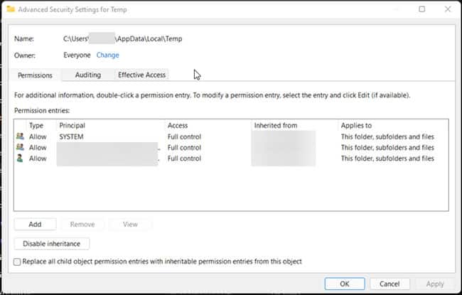 sua-loi-the-installer-has-encountered-an-unexpected-error-2203-4 Nhấp vào Change