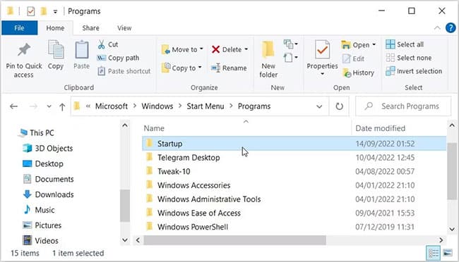 sua-loi-there-are-no-startup-items-to-display-in-the-task-manager-2 Chọn thư mục Startup
