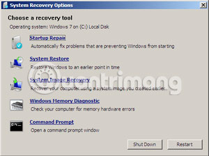Chọn “System Restore”