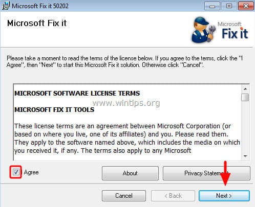 Sử dụng công cụ Microsoft Fix it 50202