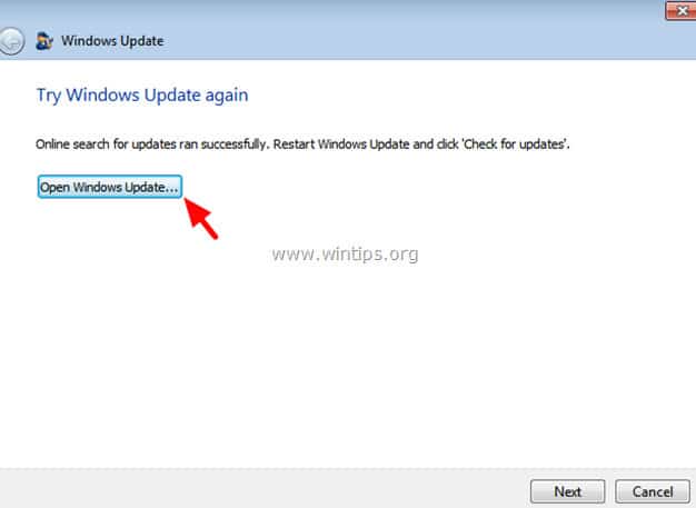 Open Windows Update và kiểm tra update