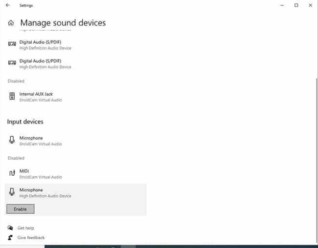 sua-loi-windows-khong-phat-hien-micro-2 Kích hoạt micro từ phần Disabled trong Windows Settings