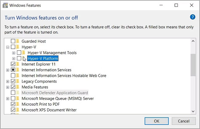 Khởi động lại Hyper-V và các chương trình tương tự khác
