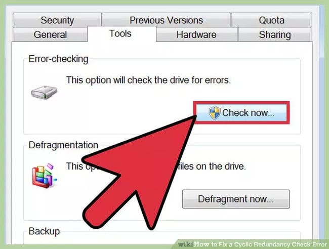 Truy cập tiện ích CHKDSK