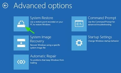chọn System Restore