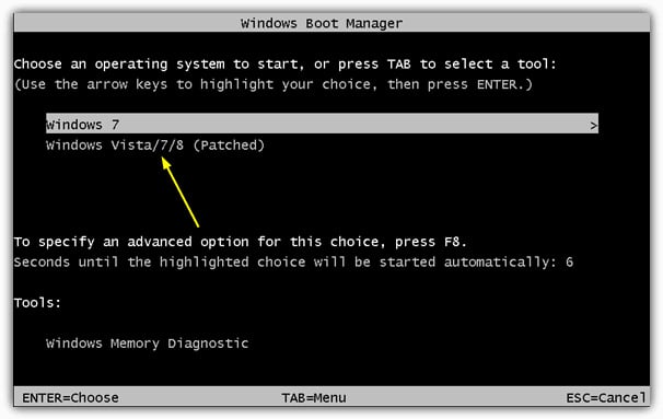 Mục mới trên Windows Boot Manager