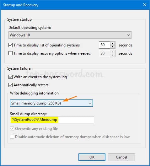 tao-crash-dump-bsod-tren-windows-2 Thay đổi thành Small memory dump (256KB)