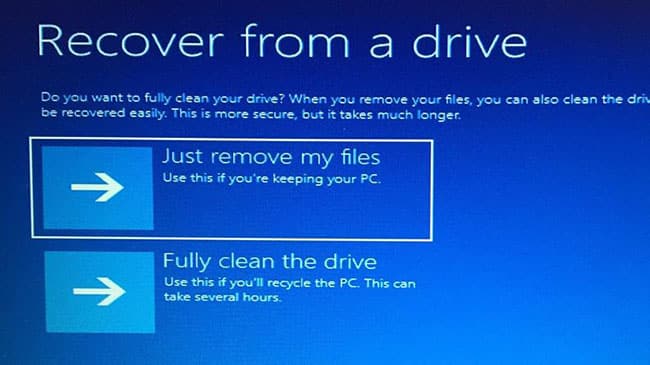 tao-o-cung-khoi-phuc-recovery-6 Bấm Just remove my files để xóa các file