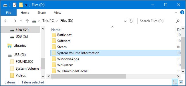 Thư mục “System Volume Information” là gì, và có thể xóa được thư mục này không
