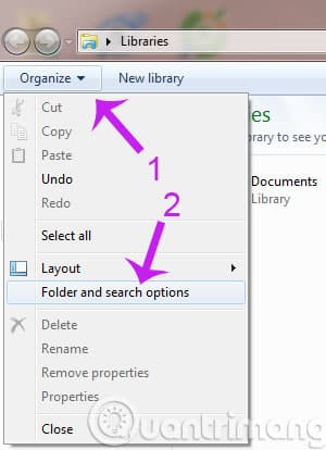 Chọn Folder and Search options