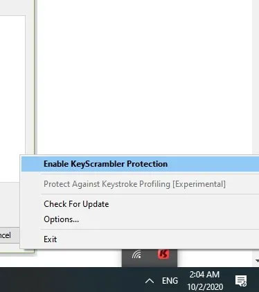 tim-va-xoa-keylogger-2 Kích hoạt KeyScrambler từ khay hệ thống bên phải