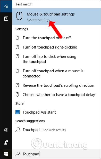 Tìm kiếm Touchpad Settings