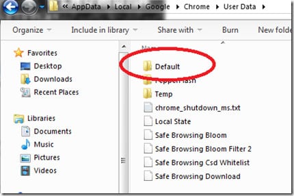 Đổi tên thư mục Default có thể khắc phục được lỗi